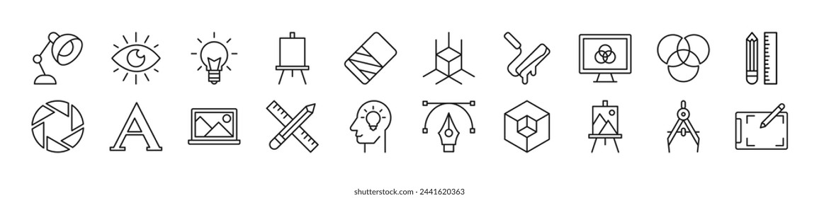 Designer Linear vector icons collection. Editable stroke. Simple linear illustration for web sites, newspapers, articles book