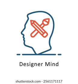 Designer Mind  Vector Two Color Icon. Eps file 10