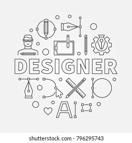 Designer modern vector circular illustration in thin line style