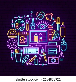 Designer Neon Concept. Vector Illustration of Graphics Promotion.