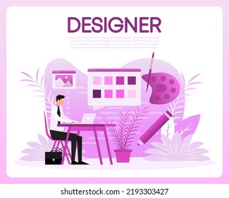 Designer people in flat style. Abstract character. Flat design. Vector illustration design