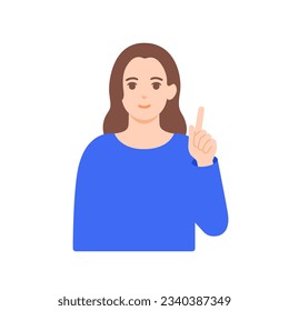 A designer pointing his finger. Woman with a flash of inspiration. Vector illustration.