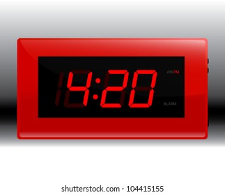 Designer Red Digital Alarm Clock. Edit Your Own Time.