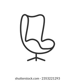 Designer round armchair, linear icon. Line with editable stroke