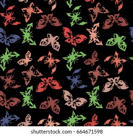 Designer seamless pattern with butterflies. Grunge. Vector illustration