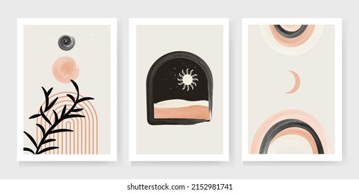 Designer Set - Collection of Abstract geometric illustrations - Gold elements on a Dark background