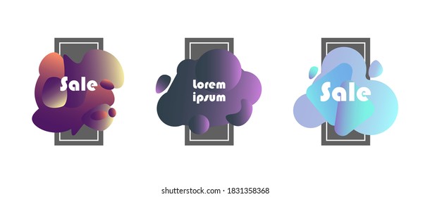 Designer shapes on rectangle set. Colorful frame for your text. Template for a banner, poster. Vector isolated illustration.