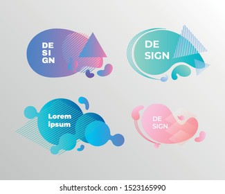 Designer shapes set. Multicolored gradient isolated decorative elements. Vector 10 EPS.