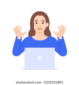 Designer shocked. Vector illustration material of a woman who is puzzled by happenings.