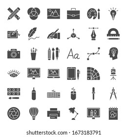 Designer Solid Web Icons. Vector Set Of Art Glyphs.