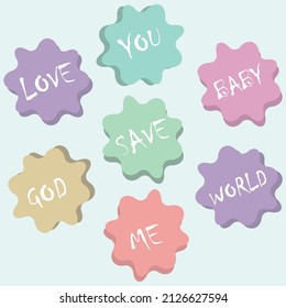 Designer stickers for T  shirt as stickers for objects  Stickers in pastel colors 