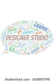 Designer Studio word cloud. Wordcloud made with text only.