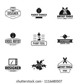 Designer tool logo set. Simple set of 9 designer tool vector logo for web isolated on white background