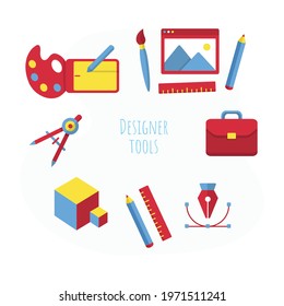 Designer tools or art education signs banner set