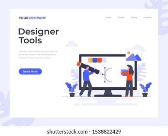 Designer Tools flat vector illustration concept, can be used for landing page, ui, web, app intro card, editorial, flyer, and banner.