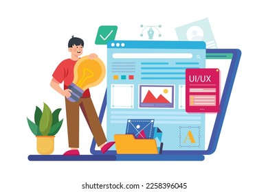 Diseñador UX UI hace concepto en desarrollo social en línea.