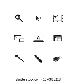 Designer vector icons set with black color on white background, vector