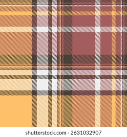 Vetor de designer têxtil sem costura, tecido de verificação colorido xadrez. Textura do plano de fundo do padrão tartano africano na paleta de cores vermelho e âmbar.