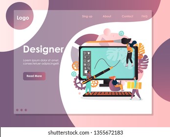 Designer vector website template, web page and landing page design for website and mobile site development. Professional graphic designer, design agency services concept.