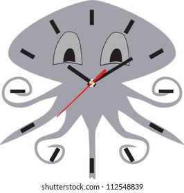 designer wall clock in the shape of an octopus