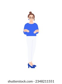 designer woman. Vector illustration material of a creator wearing glasses.