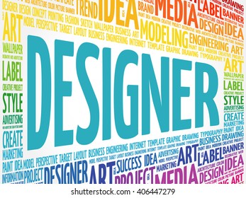 DESIGNER word cloud, creative business concept background