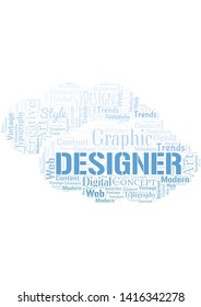 Designer word cloud. Wordcloud made with text only.