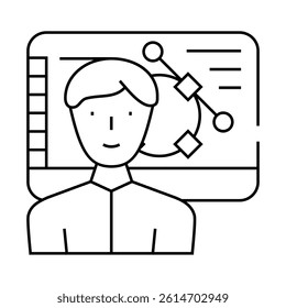 designer worker line icon vector. designer worker sign. isolated contour symbol black illustration