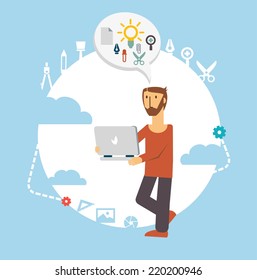 designer working for the computer illustration