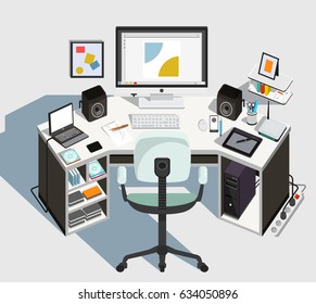 Designer workplace. Vector illustration