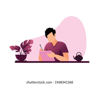 Designer works from home, vector