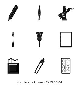 Designer workspace icons set. Simple set of 9 designer workspace vector icons for web isolated on white background