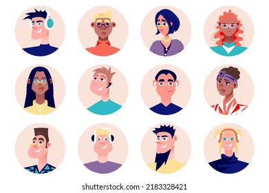 Designers people avatars isolated set. Portraits of female and male mascots working as artists, illustrators and painters in creative studio. Vector illustration with characters in flat cartoon design