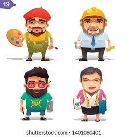 
Designers professions set on a white background