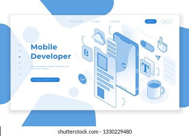 designing applications on the phone with web design - All elements on this template are editable with vector software