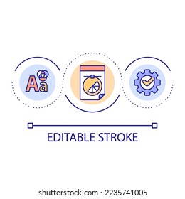 Designing brand identity loop concept icon. Creating visual representation abstract idea thin line illustration. Brand recognition. Isolated outline drawing. Editable stroke. Arial font used