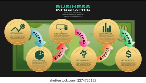 Designing business concepts, infographic with sign icons template.Modern vector banner, text box used for presentations and workflow diagrams, web design, abstract elements of graph 6, step options.