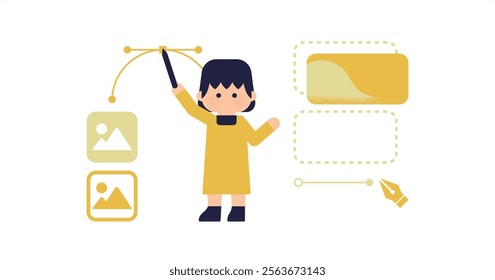 Designing character | Creative Illustration People ( Vector Female Deformation Simple )