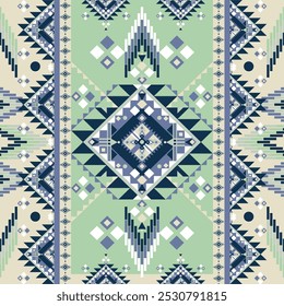 Designing fabric pattern and seamless in Geometric Ethnic Style involves blending Geometric shapes with lines to create unique pattern. For use in textiles, paper, prints and other materials. 