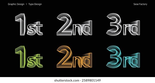 Designing the first, second, and third symbolizing the ranking using line art