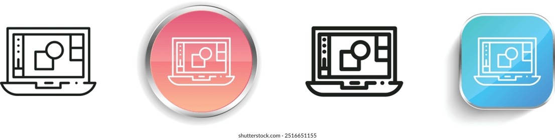 designing icon. Thin Linear, Regular and Button Style Design Isolated On White Background