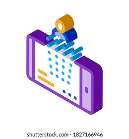 designing person on phone icon vector. isometric designing person on phone sign. color isolated symbol illustration