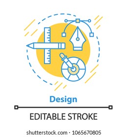 Designing process concept icon. Project realization idea thin line illustration. Development. Vector isolated outline drawing. Editable stroke