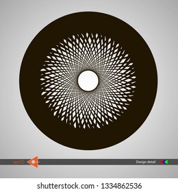 Designing spiral lines and points. Abstract monochrome background. Vector illustration without gradient