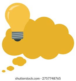 Designing thought bubble with lightbulb for creativity innovation simple style vector