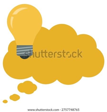 Designing thought bubble with lightbulb for creativity innovation simple style vector