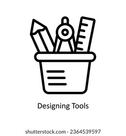 Designing Tools vector  outline Icon Design illustration. Graphic Design Symbol on White background EPS 10 File
