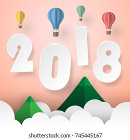 Designl feliz tarjeta de felicitación del año nuevo 2018. Ilustración del vector