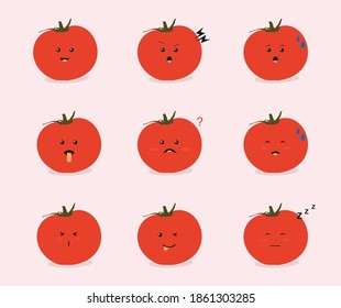 designs about cartoon tomatoes with various expressions