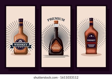 designs of bottles whiskey liquor vector illustration design